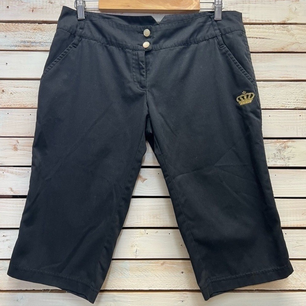 Adidas Missy Elliott Capri Track Pants Black Crown Logo Y2K Women M 38